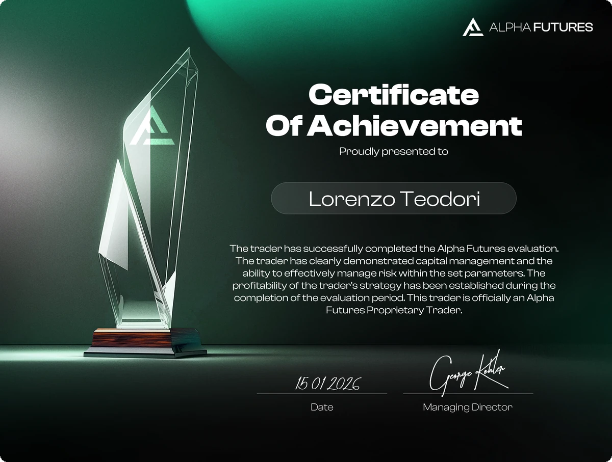 Alpha Futures, Certificate of Achievement intestato a Lorenzo Teodori, 15/01/2026